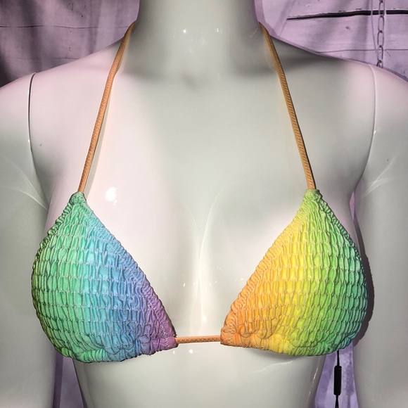 Rare Rainbow ruffle string style Bikini Top. (P10) - Picture 1 of 7